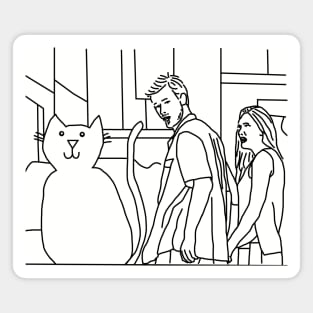 Distracted Boyfriend Yellow Cat Outline Magnet